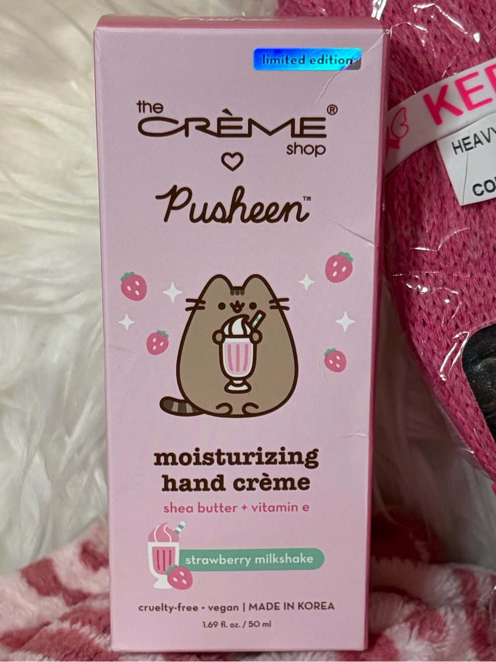 Creme Shop Pusheen Hand Creme, Pink Fuzzy Leopard Lounge Pants & Slouchy Socks - Picture 3 of 8